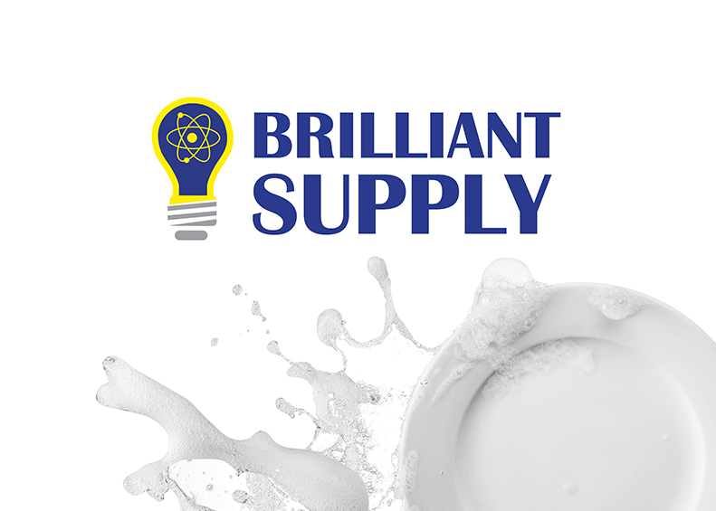 Brilliant Supply logo with a soapy restaurant plate.